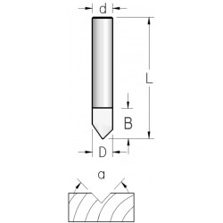 Фреза гравировальная цельнотвердосплавная α90° D6 В9,5 d6 SCV9003