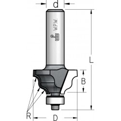 Фреза профильная калевочная, нижний подшипник D20 R2,5 В10 d6 MRJ0303