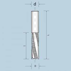 Спіральна фреза Z3 з подрібнювачем, викид стружки вниз D14 I42 d14 12214004221N