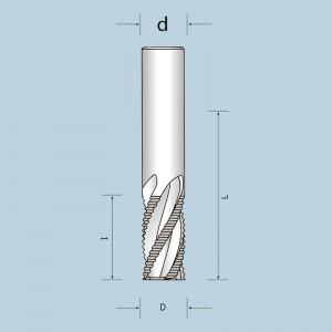 Спіральна фреза Z4 з подрібнювачем, викид стружки вгору D16 I72 d16 13316007221
