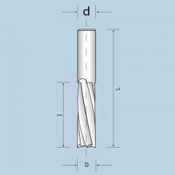 Фрези спіральні цільнотвердосплавні тризубі (Z = 3) з викидом стружки вниз NORDUTENSILI (Італія)